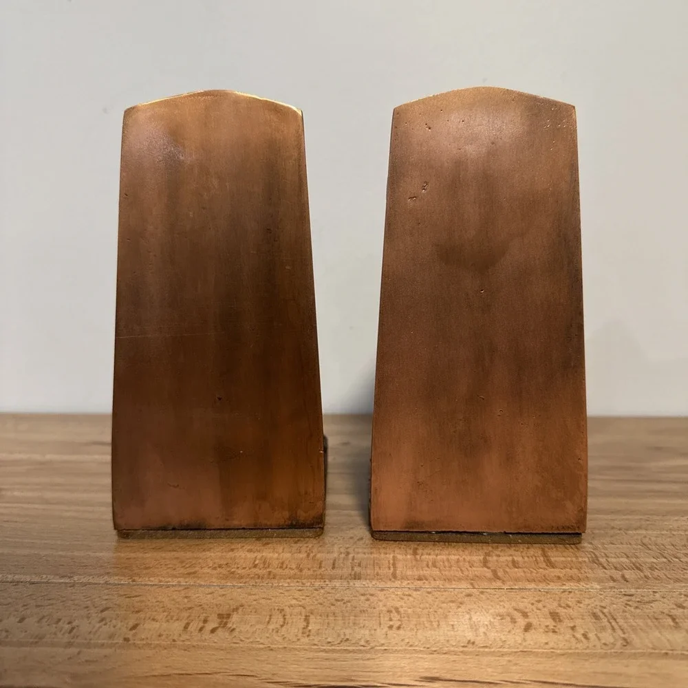 Vintage Pair Fire Hydrant Fireman Metal Bookends Copper Finish 7.5 inch Tall